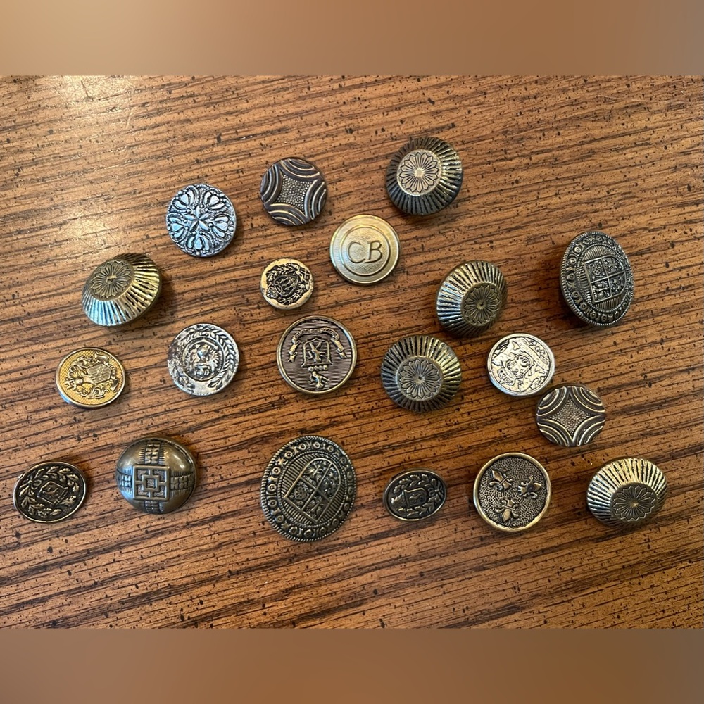 Vintage Gold Metal Buttons - Lot of 20